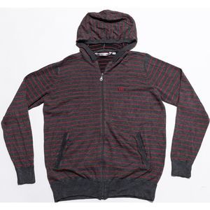 Travis Mathew Hoodie Men's Large Full Zip Knit Rayon Blend Sweatshirt Gray Red